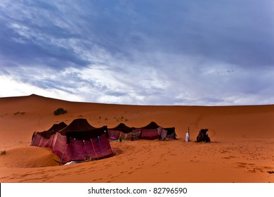 Sahara, Morocco: Bedouin Nomad Tent Camp In The Sahara Desert, Morocco