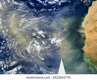 Saharan dust off West Africa Terra and Aqua combination. Saharan dust off West Africa Terra and Aqua combination. Elements of this image furnished by NASA. - Powered by Shutterstock