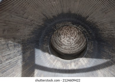 SAHUARITA, ARIZONA - DECEMBER 3, 2013: Looking Inside The Nozzle Of The Titan II Stage 1 Rocket Engine, At The Thrust Chamber, At The Titan Missile Museum.