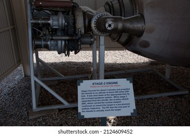 SAHUARITA, ARIZONA - DECEMBER 3, 2013: Information Sign For The Stage 2 Rocket Engine For The Titan II Missile, At The Titan Missile Museum.