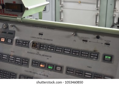 Sahuarita, Arizona. U.S.A. March 15, 2018. Titan II Missile Museum.  Titan II Launch Control Center’s One Of Two Launch Control And Monitor Panels-one Of Two ‘keys’ Held By 2-officers To Launch Titan