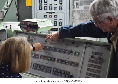 Sahuarita, Arizona. U.S.A. March 15, 2018. Titan II Missile Museum.  Titan II Launch Control Center’s One Of Two Launch Control And Monitor Panels-one Of Two ‘keys’ Held By 2-officers To Launch Titan