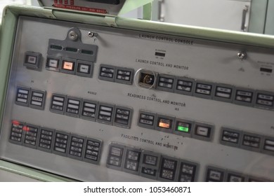 Sahuarita, Arizona. U.S.A. March 15, 2018. Titan II Missile Museum.  Titan II Launch Control Center’s One Of Two Launch Control And Monitor Panels-one Of Two ‘keys’ Held By 2-officers To Launch Titan