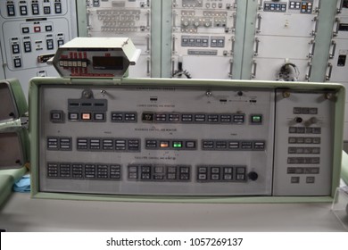 Sahuarita, Arizona. U.S.A. March 15, 2018. Titan II Missile Museum.  Titan II Launch Control Center’s One Of Two Launch Control And Monitor Panels With One Of Two ‘keys’ Held By 2-officers To Launch 