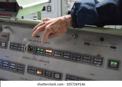 Sahuarita, Arizona. U.S.A. March 15, 2018. Titan II Missile Museum.  Titan II Launch Control Center’s One Of Two Launch Control And Monitor Panels With One Of Two ‘keys’ Held By 2-officers To Launch 