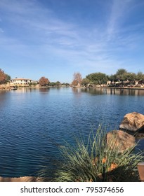 Sahuarita Lake In Arizona Near Tucson Residential Neighborhood Suburbs