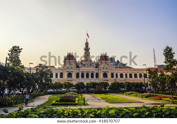 SAI GON, VIETNAM - APRIL\
14 , 2016: The historic Peoples\' Committee Building in Ho Chi Minh\
Square