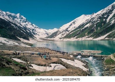 Saiful Malook, Naran - 05 June, 2021: A mountainous lake located in the Mansehra district of Kpk, about 9 km (5.6 mi) at the northern end of the Kaghan Valley! 