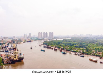 Saigon River In Ho Chi Minh City, Vietnam.