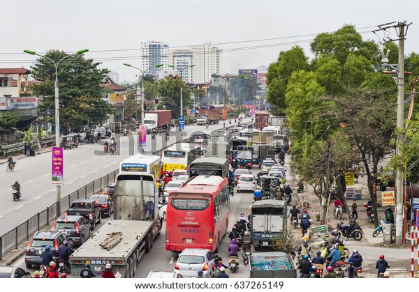 SAIGON, VIETNAM - January 13, 2017:\
Traffic jam near Saigon city (Ho Chi Minh), Vietnam\
