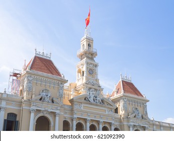 SAIGON, VIETNAM - MARCH 26, 2017: 
Narrow View Of Notre-Dame Cathedral Basilica Of Saigon Is About Roman Catholic French Conquest Of Religion Located On Archdiocese Of Ho Chi Minh City.