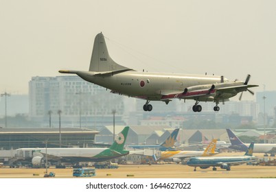 Saigon, Vietnam - Oct 14, 2019. Lockheed P-3C Orion Of Japan Air Self Defence Force (JASDF) Landing At Tan Son Nhat Airport (SGN).