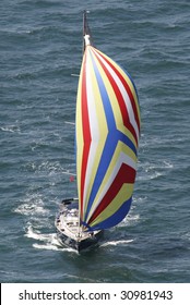 Sail Boat With Colorful Spinnaker