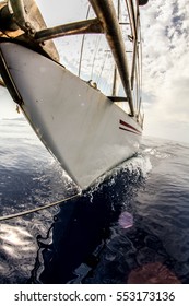 Sail boat from the front while driving
