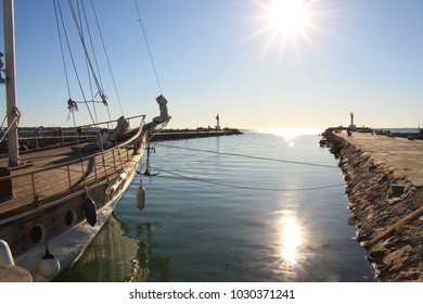 Sail Boat In Mediterranean Sea, Grau Du Roi France
