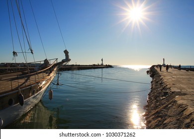 Sail Boat In Mediterranean Sea, Grau Du Roi France
