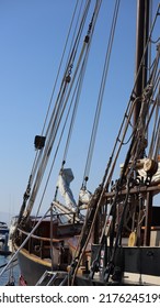 Sail Boat Rigging On An Old Whaling Ship In California