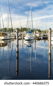 Sail Boats In Marina At New Bern, NC
