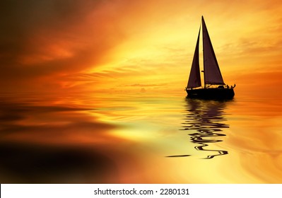 Sailboat against a beautiful sunset - Powered by Shutterstock