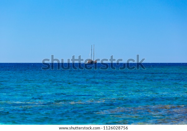 Sailboat Crystal Clear Waters Sardinia Nature Stock Image