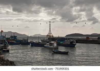 Sailboat Damaged By Hurricane Cable Car Eiffel Tower To Vin Pearl Bay Nha Trang, Vietnam