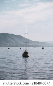 Sailboat Floating Off The California Coast