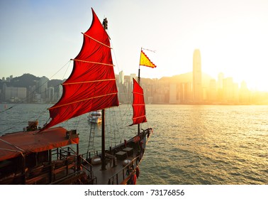 Sailboat In Hong Kong Harbor