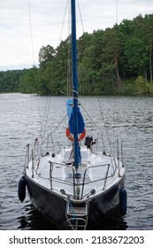 Sailboat Moored In Port - Front View