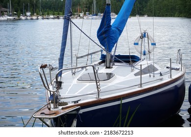 Sailboat Moored In Port - Front View