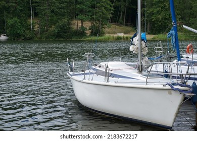 Sailboat Moored In Port - Front View