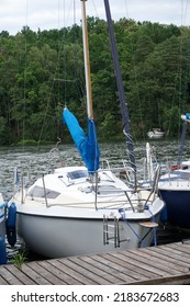 Sailboat Moored In Port - Front View