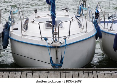 Sailboat Moored In Port - Front View