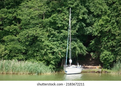 Sailboat Moored At Shore - Masuria, Poland