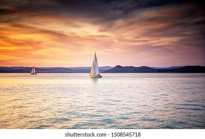 Sailboat on lake Balaton in summer - Powered by Shutterstock