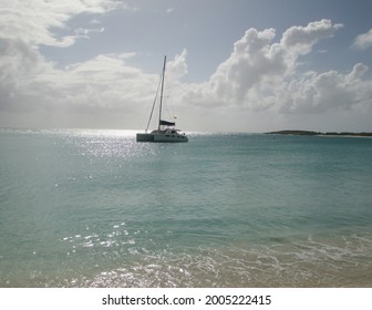 Sailboat On Maundays Bay Beach In Anguilla Island, 2013