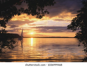 Sailboat On The Nidzkie Lake, Masuria, Poland