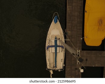 Sailboat From Overhead With Drone