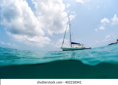 Sailboat Sea Blue Sky Clouds Stock Photo 402218341 | Shutterstock