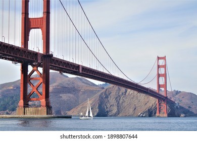 Sailboat Under The Golden Gate Bridge 