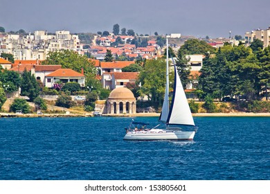 Sailboat In Zadar Waterfront, Dalmatia, Croatia