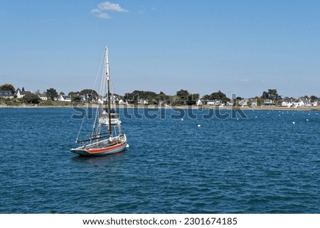 sailboats and boats in the gulf of morbihan - brittany