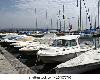 Sailboats At  Marina, Lake Geneva, Switzerland