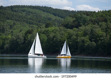 Sailboats On A Lake