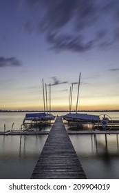 Sailboats Rest On Lake Monona At Sunset