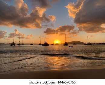 Sailboats & Sunset In Tortola