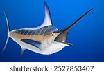 Sailfish. Isolated white. Marine. Sea. Ocean life. Marlin. Swordfish. Fish jumping. Exotic Fishing. Trophy Fish. Taxidermy. Taxidermized Fish. Marli