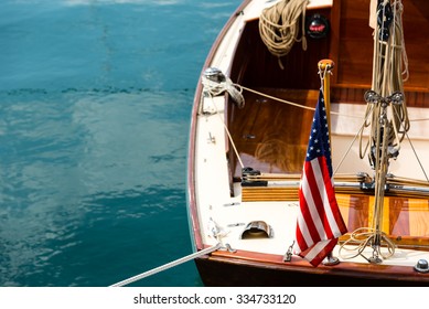 Sailing Boat With American Flag