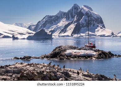 Sailing Boat Anchorage Around Petermann Island Antarctica