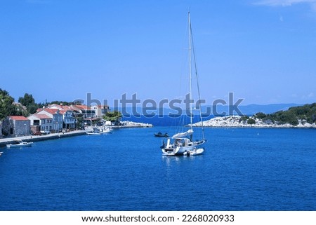 Sailing boat moored in a bay on the Adriatic Sea, Croatia