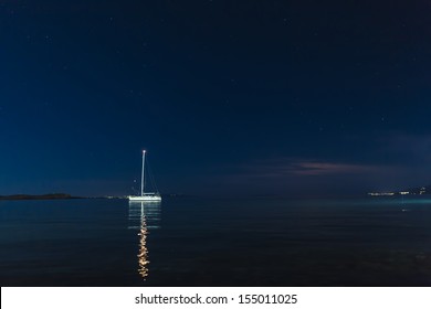 Sailing Boat In The Night